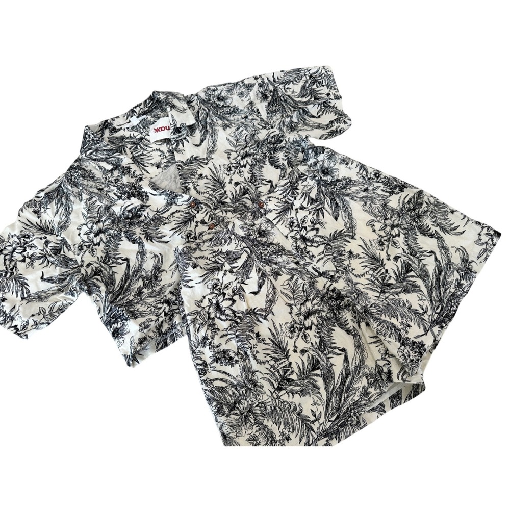 Kirious Los Angeles Womens 2 Piece Set Floral Toile Crop Top and Shorts Black‎ M